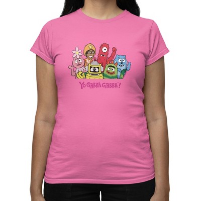 Yo Gabba Gabba Womens Characters and DJ Lance Group Photo T-Shirt
