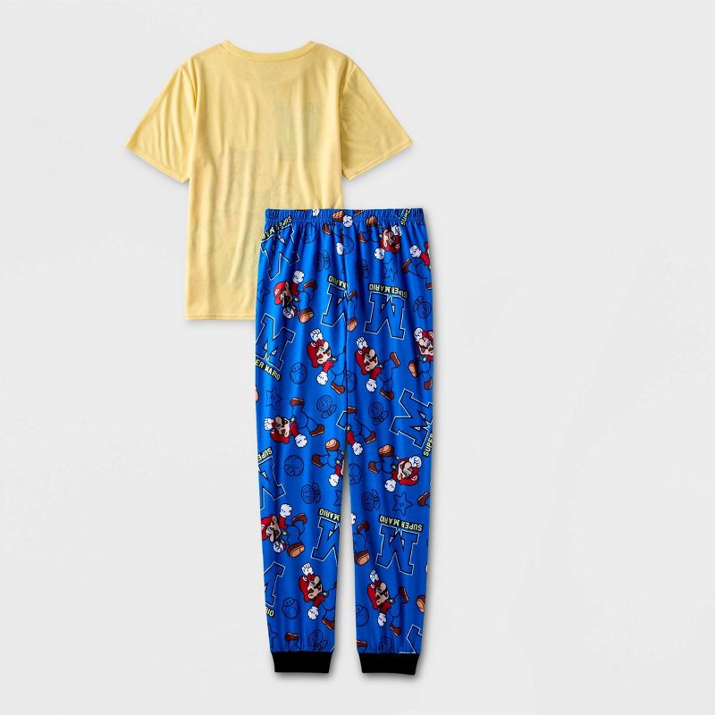 Boys&#39; Super Mario 2pc Short Sleeve Pajama Set - Light Yellow/Blue, 2 of 4