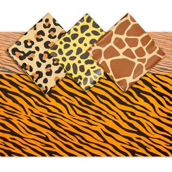 Sparkle and Bash 4 Pack Animal Print Table Covers for Zoo and Safari Party, 4 Designs (54 x 108 in)