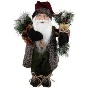 Northlight 16" Country Rustic Santa Claus with Present Christmas Figure - 1 of 4