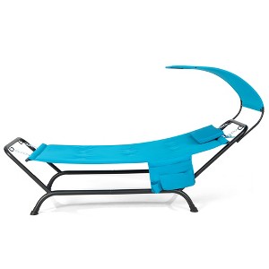 Tangkula Chaise Lounge Bed w/ Detachable Sunshade Canopy Hammock w/ Rustproof Metal Stand - 1 of 4