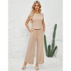 Womens Wide Leg Casual Jumpsuits Cap Sleeve Summer One Piece Outfits Crewneck Romper Criss Cross V-Back - 3 of 4