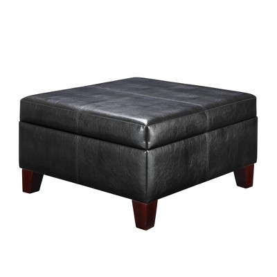 black leather ottoman target