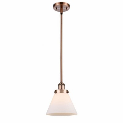 Cone - 1 Light Stem Hung Mini Pendant In Industrial Style-10 Inches Tall and 8 Inches Wide