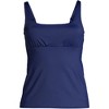 Lands' End Women's Mastectomy Chlorine Resistant Square Neck Tankini Top Swimsuit Adjustable Straps - 3 of 4