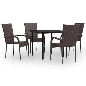 vidaXL Patio Dining Set Outdoor Dining Set Table and Chair Set for Garden - Brown and Black 31.5" Table Length 4 Items - 1 of 4