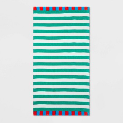 Brooks Dark Green Striped Kitchen Towel