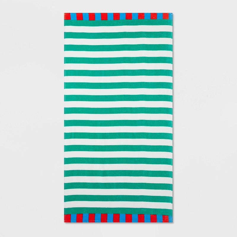 Striped Beach Towel Green/White - Sun Squad&#8482;, 1 of 4