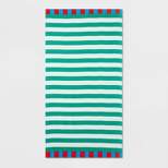 Striped Beach Towel Green/White - Sun Squad™