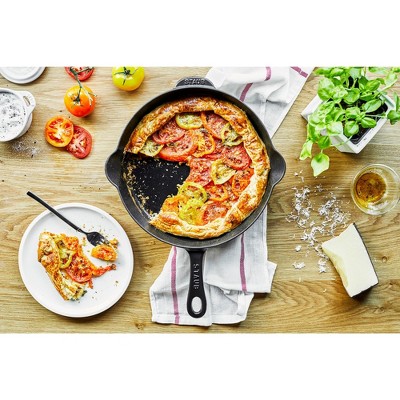Matte Black 12-inch Enameled Cast Iron Fry Pan with Helper Handle