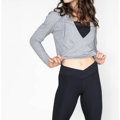 Women's Long Sleeve Cropped Criss Cross Hoodie - Body Wrappers