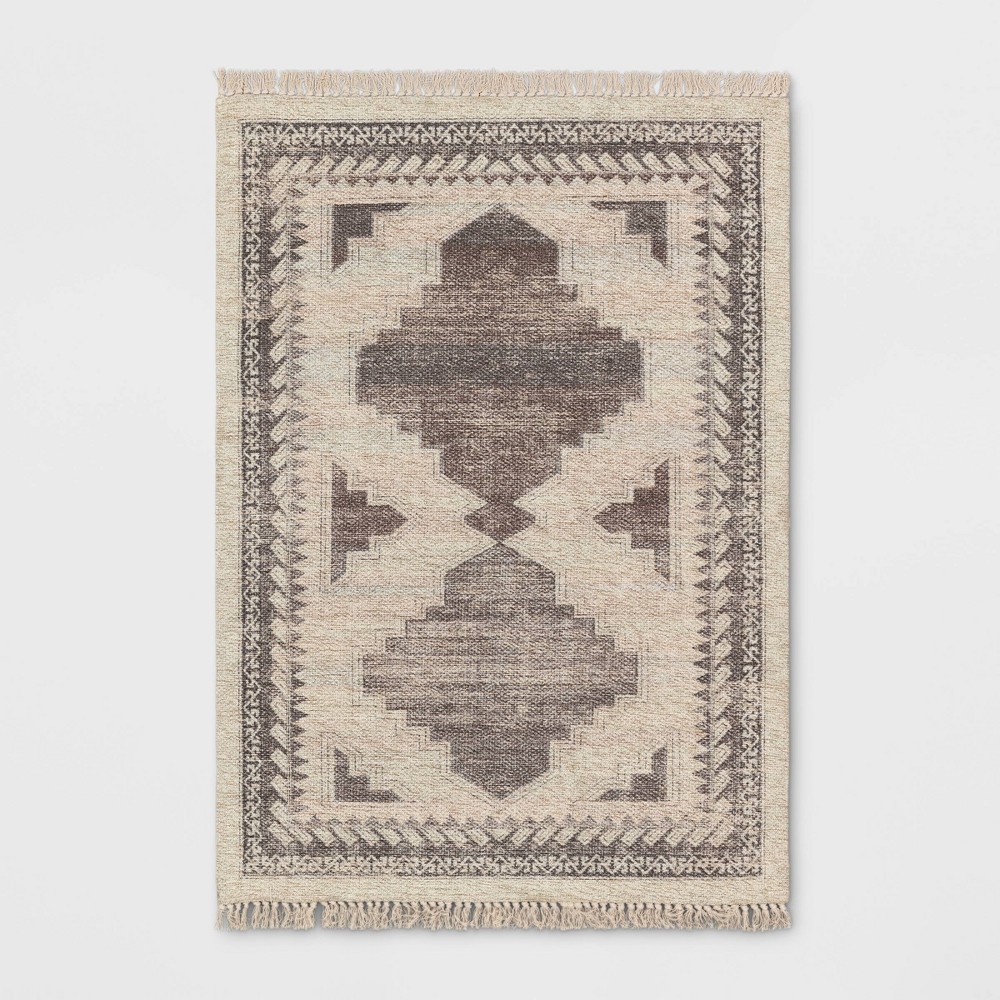 Photos - Area Rug 7'x10' Cromwell Washable Printed Persian Style Rug Tan - Threshold™