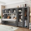 Twin Size Murphy Bed Space-saving Wall Bed with Desk, Drawers, Wardrobe & Cabinet - ModernLuxe - 3 of 4