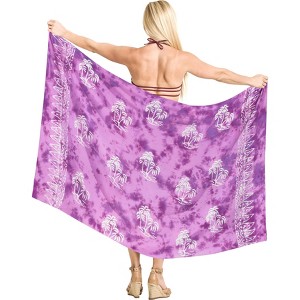LA LEELA Women's Bikini Beach Wrap Swim Cover Up Swimwear Skirt Summer Wraps Beachwear Sarong Coverups Swimsuits for Women One Size Purple,Tree - 1 of 4