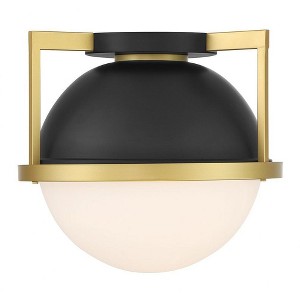 Savoy House Carlysle 1 - Light Flush Mount in  Matte Black/Warm Brass - 1 of 4