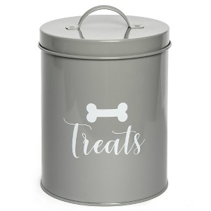 Park Life Designs 46 fl oz Jasper Treat Tin Dog Food Storage - Gray - 1 of 4