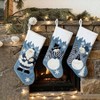 Classic 19 inch Blue Stockings Set of 3 with White Decor Velvet Applique Snow Stockings Fireplace Decorations Santa Snowman - 2 of 4