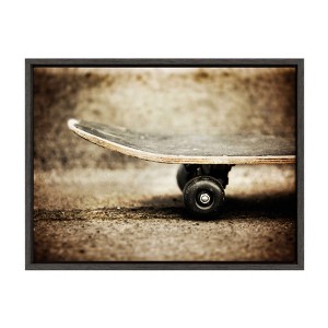 DesignOvation 18" x 24" Sylvie Vintage Skateboard Framed Canvas by Shawn St. Peter Gray : Modern Wall Art, Plastic Frame, Sawtooth Back Mount - 1 of 4