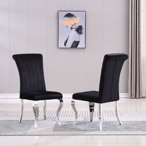 NicBex 2pc Dining Chair Upholstered Dining Room Furniture Side Chair with High Backfrest & Silver Metal Legs - 1 of 4