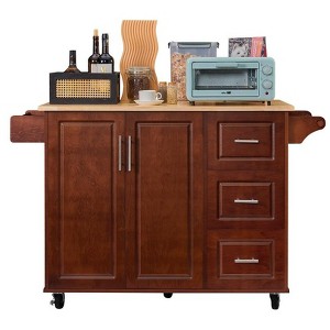 Ridstar 35.5 in. H Brown Kitchen and Dining Cabinets with 3 Drawers & Towel Rack - 1 of 4