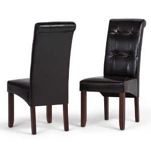Essex Deluxe Tufted Parson Chair Set of 2 Midnight Black Faux Leather - Wyndenhall