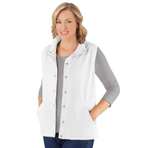 Collections Etc Snap Front and Cinch Back Sleeveless Vest with Front Slant Pockets - Flattering Layering Piece for Outfit - 1 of 4
