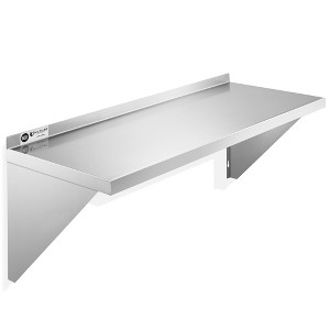 KUTLER Stainless Steel Shelf, NSF Commercial Wall Mount Shelves w/ Backsplash, Floating Metal Mounted Shelving for Restaurant, Kitchen, Home - 1 of 4