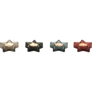 Transpac Glass Star Tealight Holder Set of 4 Christmas Home Decorations - 1 of 1