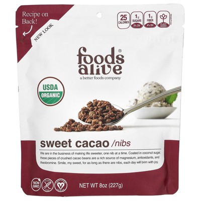 Foods Alive Organic Sweet Cacao Nibs, 8 oz (227 g)