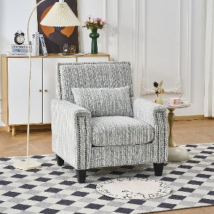 Lyngins Striped Upholstered Armchair with Nailhead Trim, Modern Accent Chair with Solid Wood Legs, Single Sofa Chair for Living Room, Bedroom, Office - 1 of 4