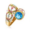 Ross-Simons Multicolored Crystal and Blue Swarovski Crystal Ring With White Enamel in 18kt Gold Over Sterling - 3 of 4