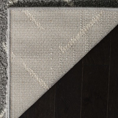 Grey and Ivory Geometric Shag 4' x 6' Area Rug