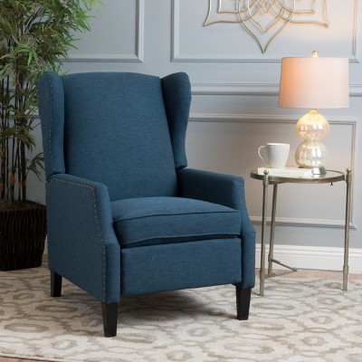 Wingback Recliner Chair with Nailhead Trim,Upholstered Push Back Accent Chair with Birch Wood Legs for Living Room or Bedroom-Masion Boucle