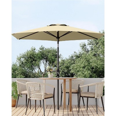 10FT Outdoor Patio Umbrella with Crank and Tilt – UV-Resistant Waterproof Market Umbrella with 8 Ribs for Garden, Deck, Backyard, Pool