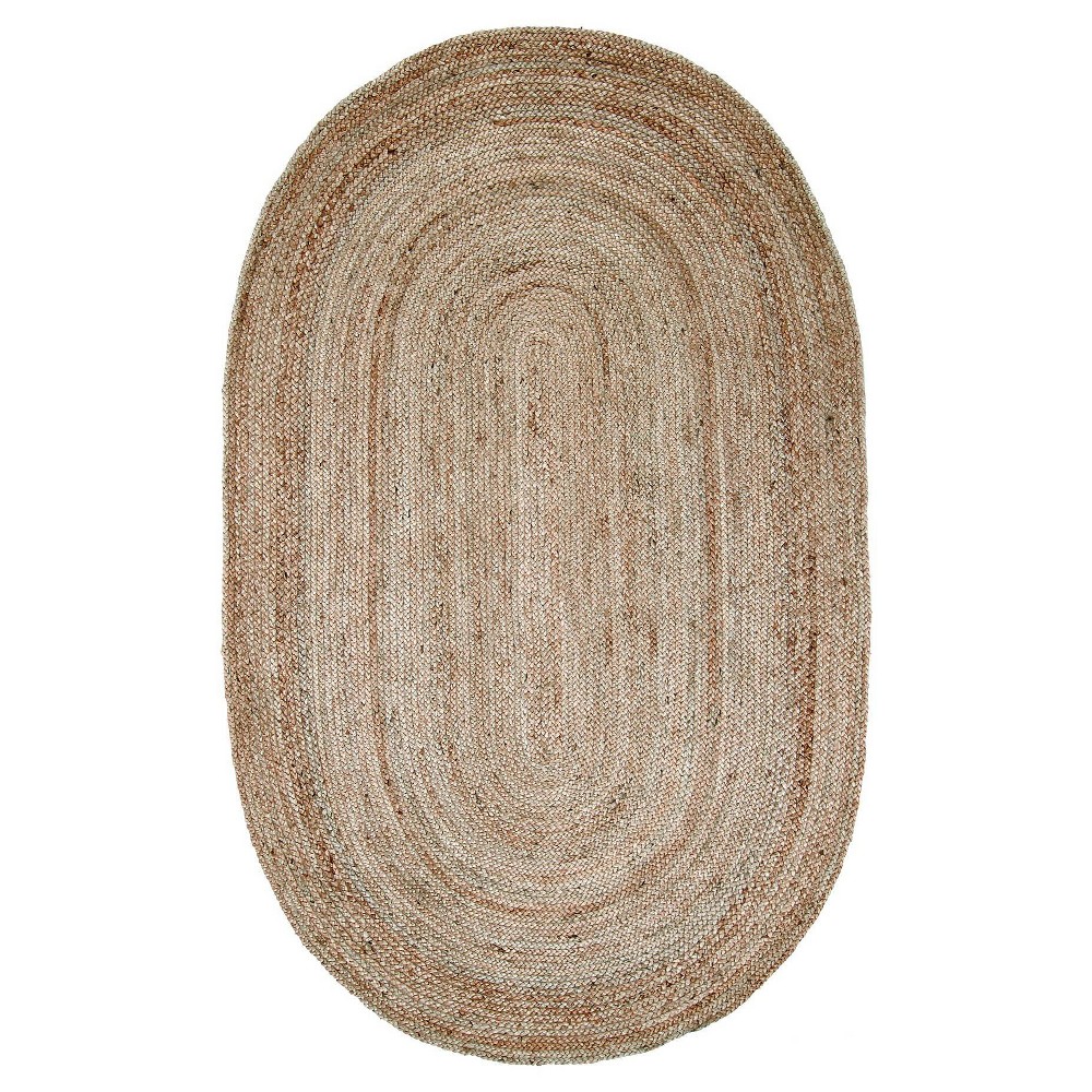 6'x9' Oval Hand Woven Rigo Jute Area Rug Natural - nuLOOM