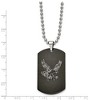 Black Bow Jewelry Mens Stainless Steel Black Plated & CZ Eagle Dog Tag Necklace, 22 Inch - 4 of 4