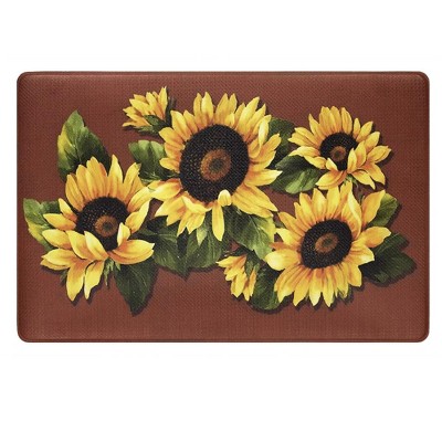 Kate Aurora Anti Fatigue Memory Foam 18" X 30" Black Eyed Susan Floral Kitchen Floor Mat