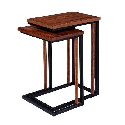 Set of 2 Horsmere Nesting C Tables Black/Brown - Aiden Lane