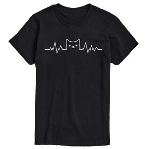 Men's - Instant Message - Cat Face Heart Beat Short Sleeve Graphic T-Shirt - 1 of 4