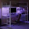Karl Home Black Twin Metal Loft Bed Frame with Guardrail, 2 Charging Stations, L-Shaped Desk, Storage Shelve, Drawers, LED Lights - 4 of 4