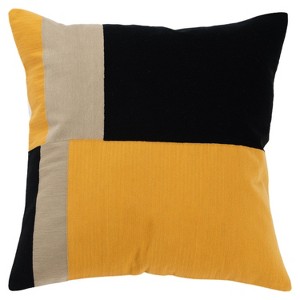 20"x20" Oversize Color Block Poly Filled Square Throw Pillow Yellow - Rizzy Home: Contemporary Indoor Cushion, Knife Edge Design - 1 of 4