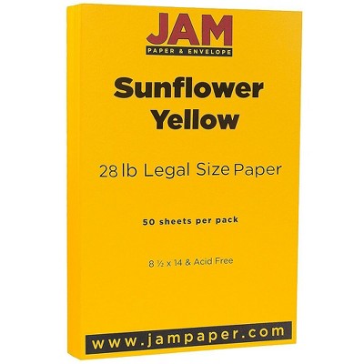 JAM Paper Legal Matte 28lb Paper 8.5 x 14 Sunflower Yellow 50 Sheets/Pack 16729346