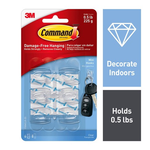 3M Command Small Self Adhesive 3 Wire Hooks With Extra Strips Holds Up to 225g 