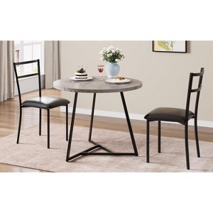 3-Piece Round Farmhouse Dining Set for 2, Small Space Kitchen Table with Padded Chairs, Compact Circle Dining Table and Chair Set - 1 of 4