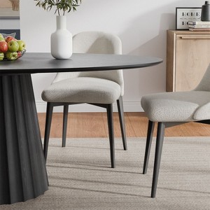 Cone Wide Strip With Concave Wood Color, Oval Dining Table With Oblique Cut Edge(Cone Base). - 1 of 4