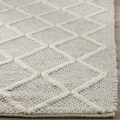 Hand-Tufted Silver and Ivory Wool Runner Rug