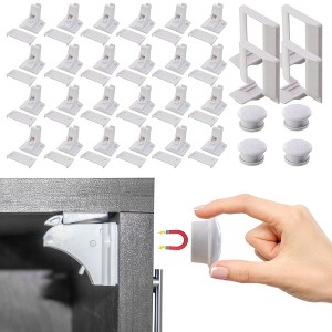 5 Star Super Deals Magnetic Childproof Cabinet Locks - Drawer & Door Safety Latches No Drill Adhesive Hidden Design - Dual Locking Modes - 1 of 4