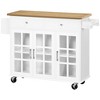 HOMCOM Rolling Kitchen Island with Storage, Utility Kitchen Cart with 2 Drawers, 2 Cupboards, Towel Rack and Spice Rack for Dining Room, White - 4 of 4