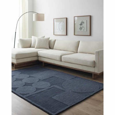 Hauteloom Oshae Dark Navy Modern Wool Rug
