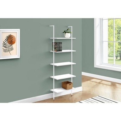 TOAOTBNBO 5 Tier Ladder Storage Bookshelf, Narrow Freestanding Bookcase with Metal Legs Small Apartment Decorative Shelves